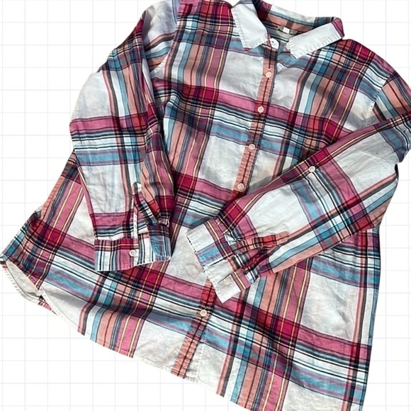 Talbots Women Plaid Button Down Blouse size 2X - Picture 1 of 6